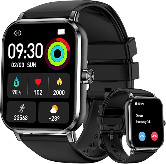 Smart Watch for Men Women, 1.83" HD Touchscreen Fitness Tracker, Smartwatch with Bluetooth Calling, 130+ Sports Modes, Heart Rate Sleep Step Monitor, IP68 Waterproof, Compatible with iOS & Android